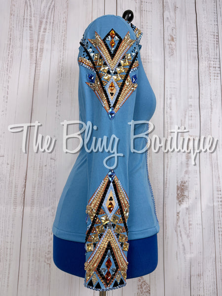RE-ORDER Cornflower Blue, Copper, Tan & Black Day Shirt Set (Choose Your Size) (Copy)