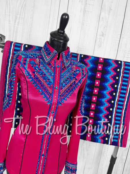 Hot Pink, Turquoise & Blue Day Shirt Set (Small)