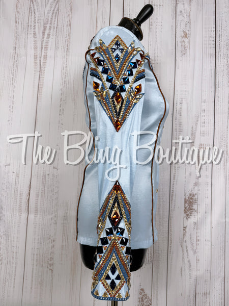 Ice Blue, Cornflower Blue, Copper & Tan Day Shirt Set (Small)