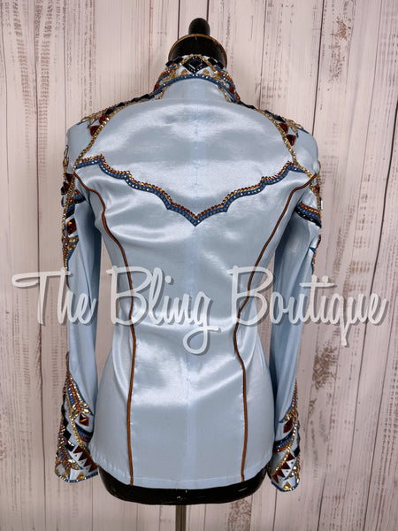 Ice Blue, Cornflower Blue, Copper & Tan Day Shirt Set (Small)