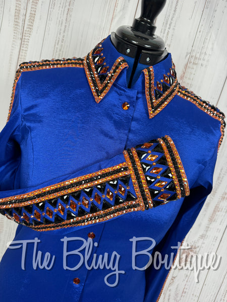 Royal Blue, Copper & Black Day Shirt Set (Large)