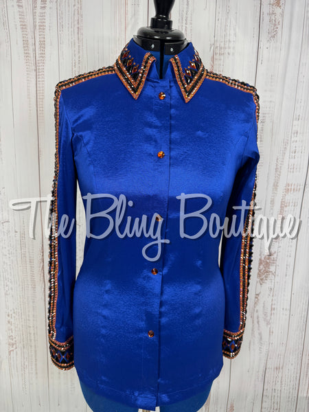 Royal Blue, Copper & Black Day Shirt Set (Large)