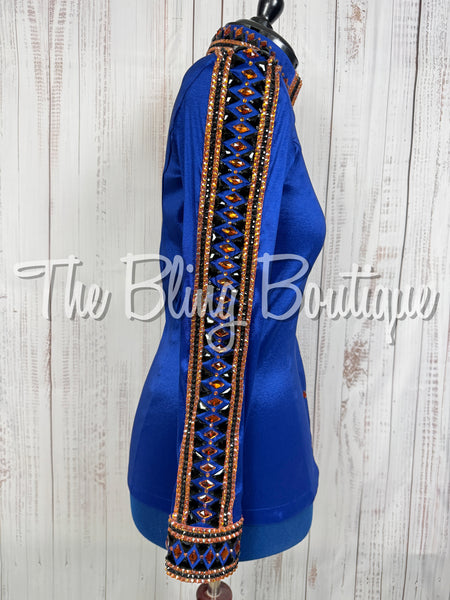 Royal Blue, Copper & Black Day Shirt Set (Large)