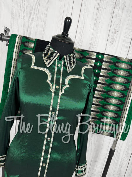 Emerald Green, Black, Grey & White Day Shirt Set (XL)