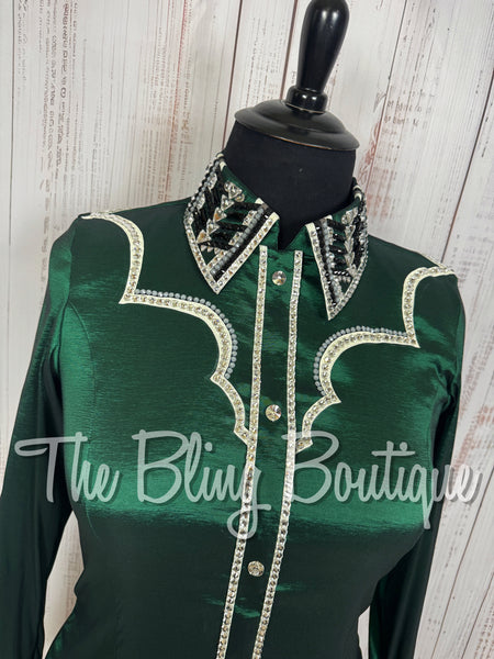 Emerald Green, Black, Grey & White Day Shirt Set (XL)