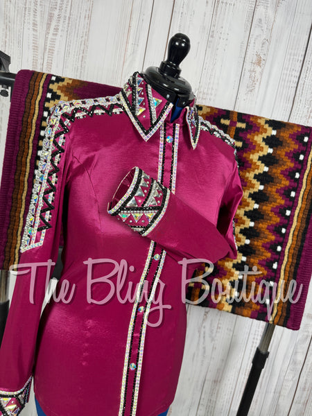 Raspberry, Black & White Day Shirt Set (Large)