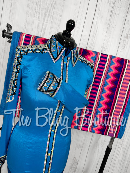 Malibu Blue, Black & White/AB Day Shirt Set (Medium)