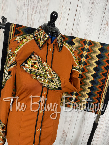 Rust, Olive Green, Tan & Black Day Shirt Set (Large)