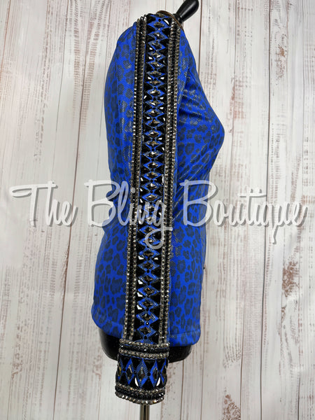 RE-ORDER Royal Blue, Gunmetal Grey & Black Leopard Print Day Shirt Set (Choose Your Size)