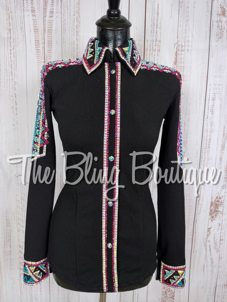 Black, Fuchsia & Turquoise Day Shirt Set (Small)