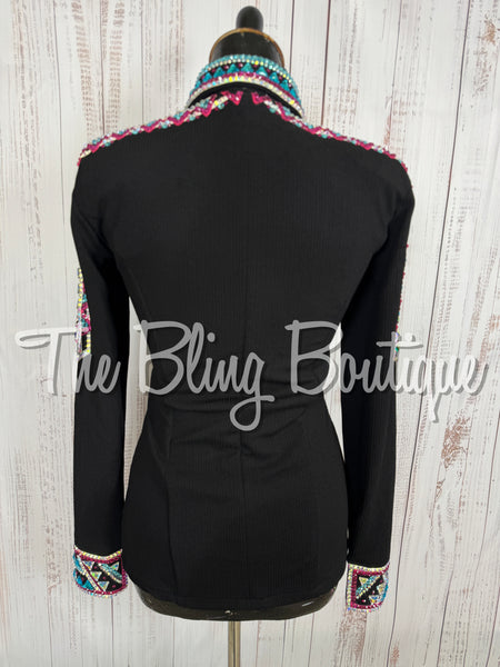 Black, Fuchsia & Turquoise Day Shirt Set (Small)