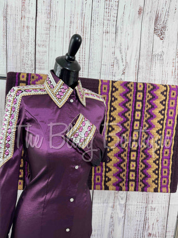 Aubergine, Plum & Tan Day Shirt Set (S)