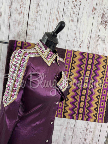 Aubergine, Plum & Tan Day Shirt Set (S)