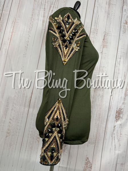 RE-ORDER Dark Olive Green, Chocolate Brown, Tan & Black Day Shirt Set (Choose Your Size)