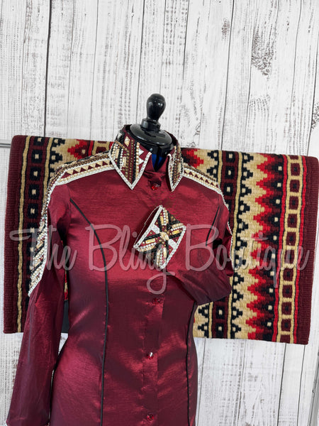 Burgundy, Tan & Black Day Shirt Set (L)