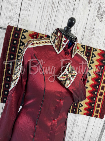 Burgundy, Tan & Black Day Shirt Set (L)