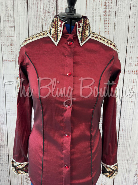 Burgundy, Tan & Black Day Shirt Set (L)