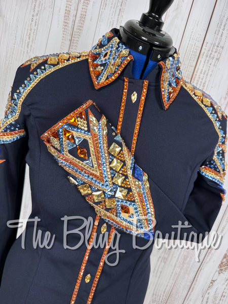 RE-ORDER Navy Blue, Cornflower Blue, Copper & Tan Day Shirt Set (Choose Your Size)