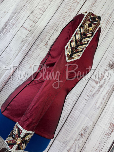 Burgundy, Tan & Black Day Shirt Set (L)