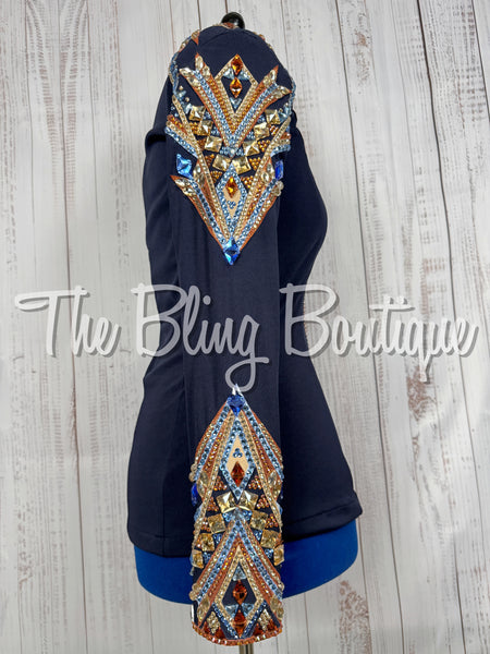 Navy Blue, Cornflower Blue, Copper & Tan Day Shirt Set (Medium)