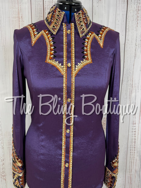 Eggplant Purple, Copper, Tan & black Day Shirt Set (Large)