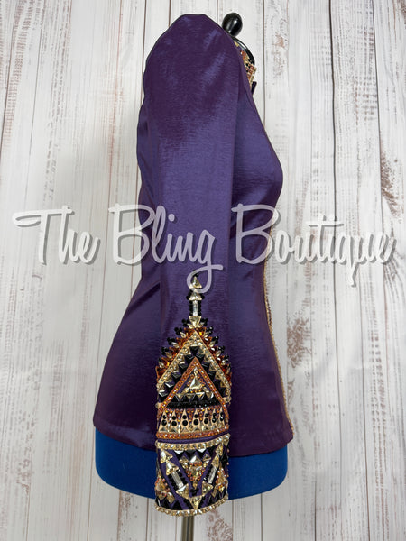 Eggplant Purple, Copper, Tan & black Day Shirt Set (Large)