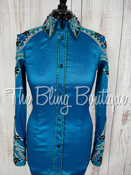 Dark Turquoise, Turquoise, Teal, Black & White Day Shirt Set (Medium)