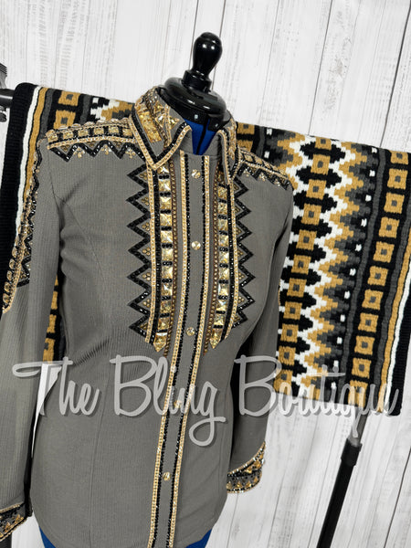 Charcoal Grey, Black & Tan Day Shirt Set (Large)