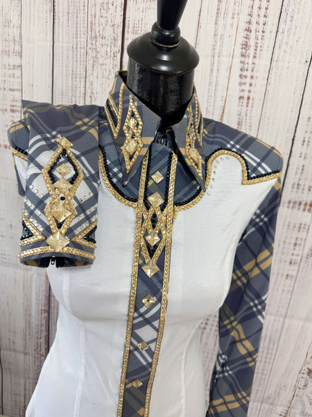 DC Custom Label - White, Navy & French Tan Plaid Day Shirt Set (S)