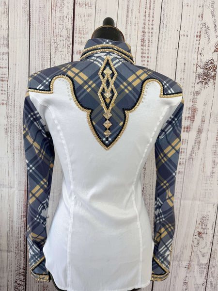 DC Custom Label - White, Navy & French Tan Plaid Day Shirt Set (S)