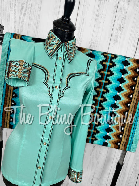 Mint, black, Tan & Bronze Day Shirt Set (Small)