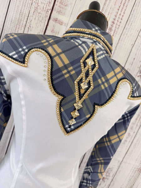 DC Custom Label - White, Navy & French Tan Plaid Day Shirt Set (S)