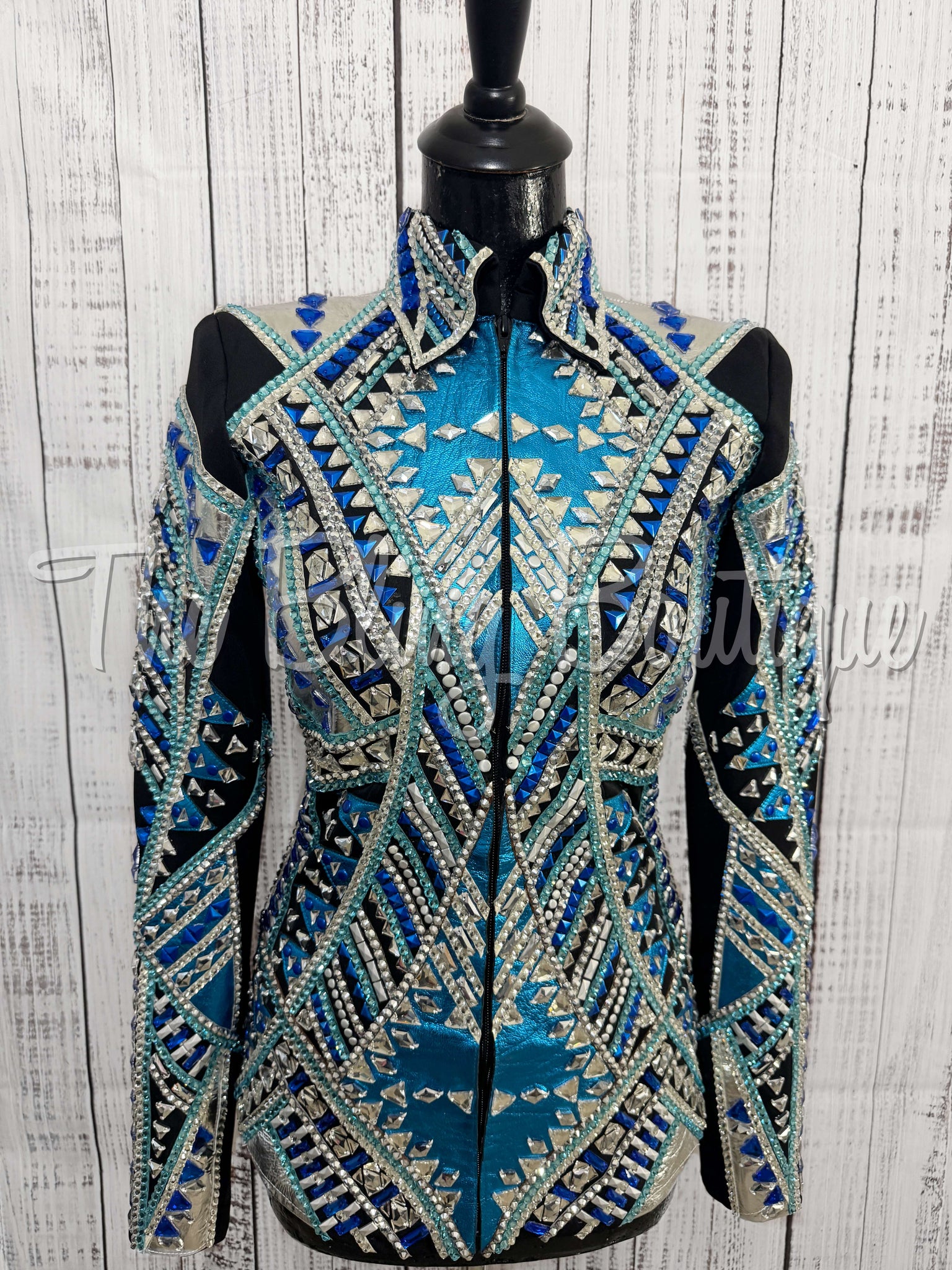 Black, Turquoise & Silver Showmanship Jacket (S)