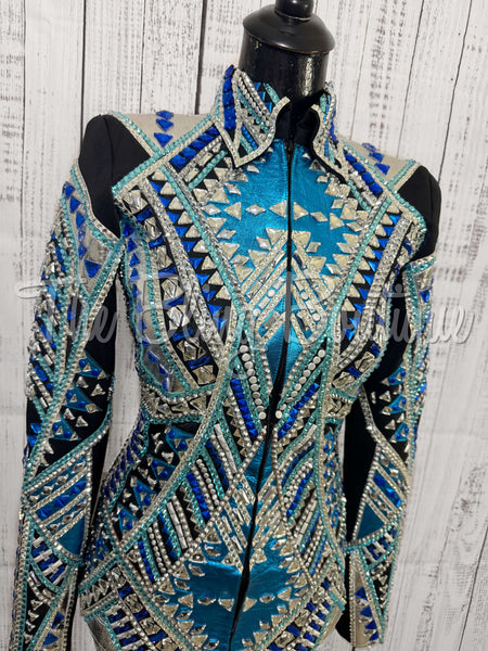 Black, Turquoise & Silver Showmanship Jacket (S)