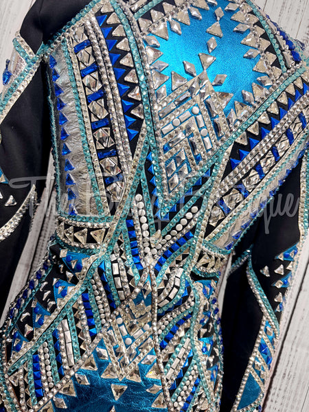 Black, Turquoise & Silver Showmanship Jacket (S)