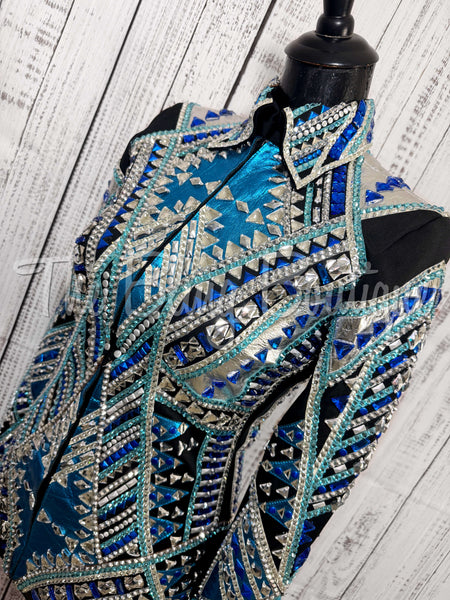 Black, Turquoise & Silver Showmanship Jacket (S)