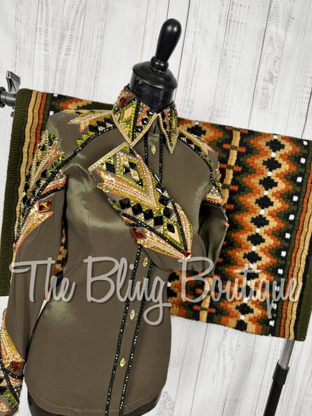 Muddy Dark Olive, Black, Copper & Tan Day Shirt Set (Small)
