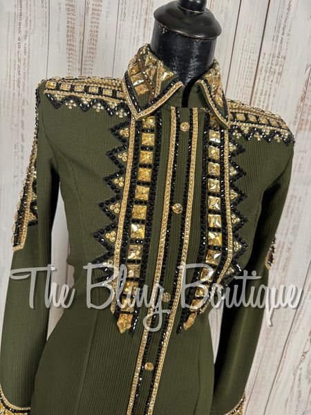 Olive Green, Tan & Black Day Shirt Set (Small)