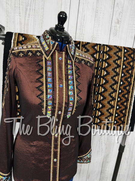Chocolate Brown, Tan & Black Day Shirt Set (Large)