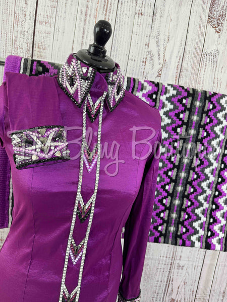 Berry, Black & Grey Day Shirt Set (L)