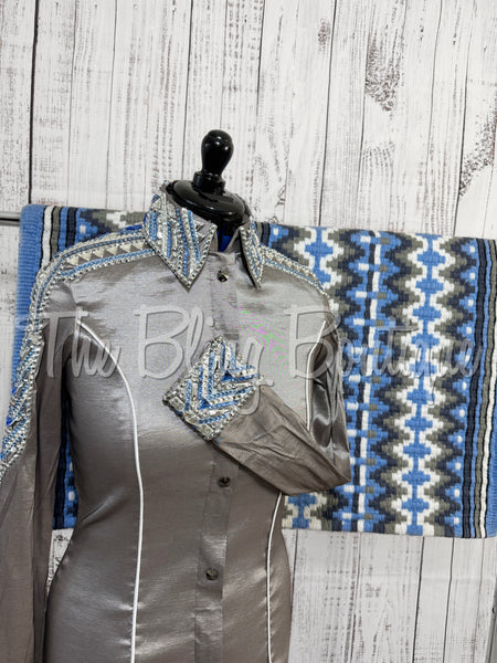 Grey, Baby Blue & White Day Shirt Set (M)