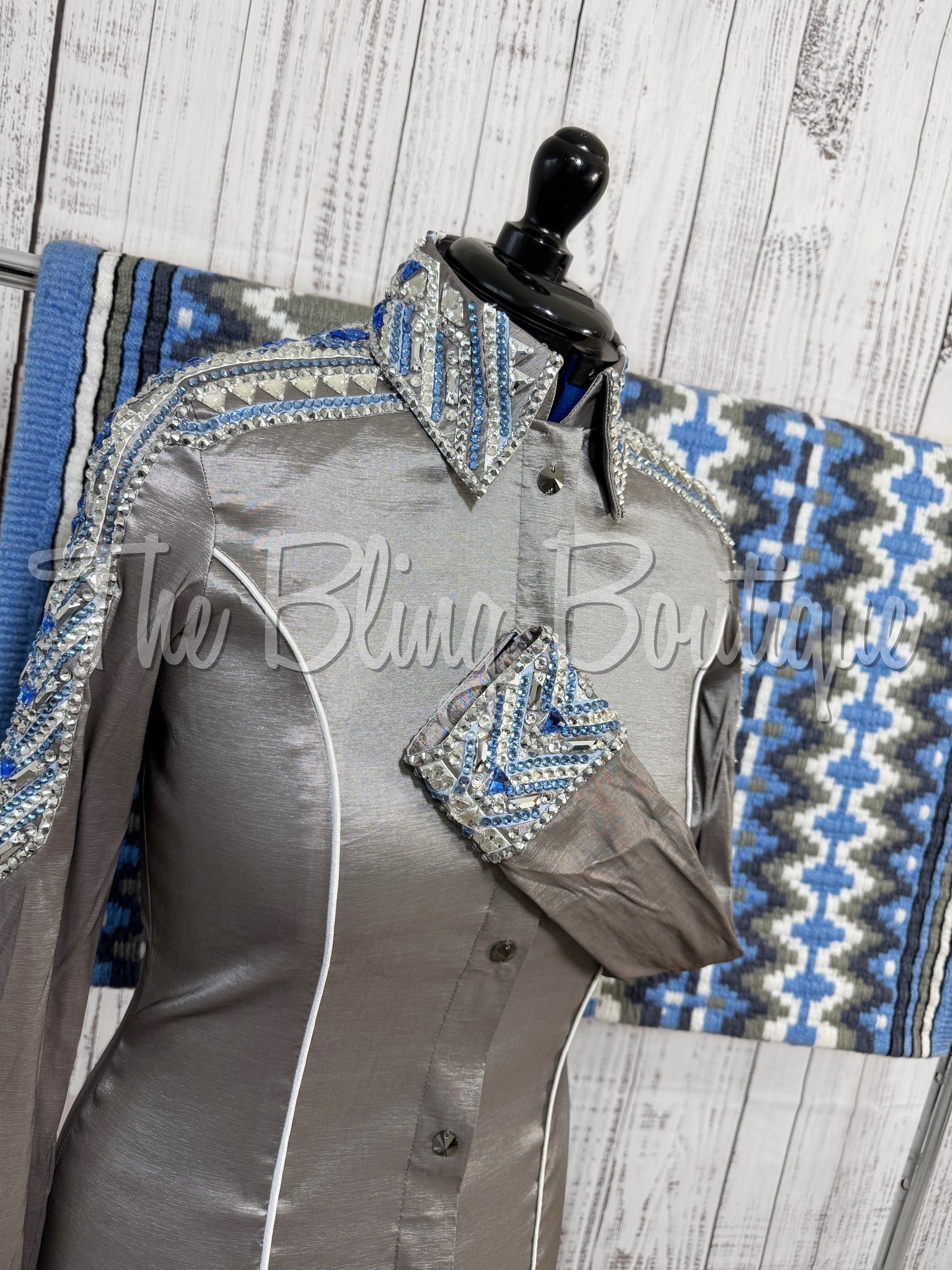 Grey, Baby Blue & White Day Shirt Set (M)