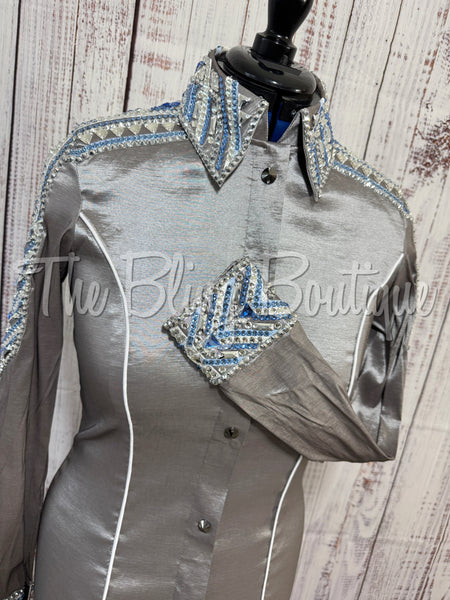 Grey, Baby Blue & White Day Shirt Set (M)