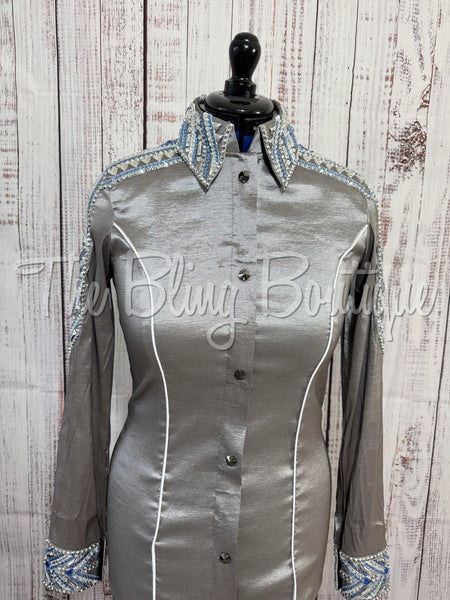 Grey, Baby Blue & White Day Shirt Set (M)
