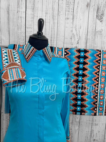Turquoise & Copper Day Shirt Set (XL)
