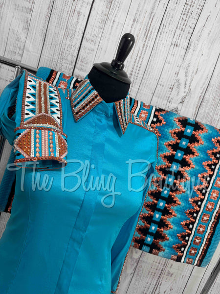 Turquoise & Copper Day Shirt Set (XL)