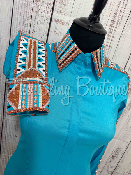 Turquoise & Copper Day Shirt Set (XL)