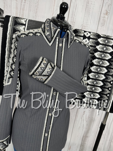 Charcoal Grey, Black & White Day Shirt Set (Large)