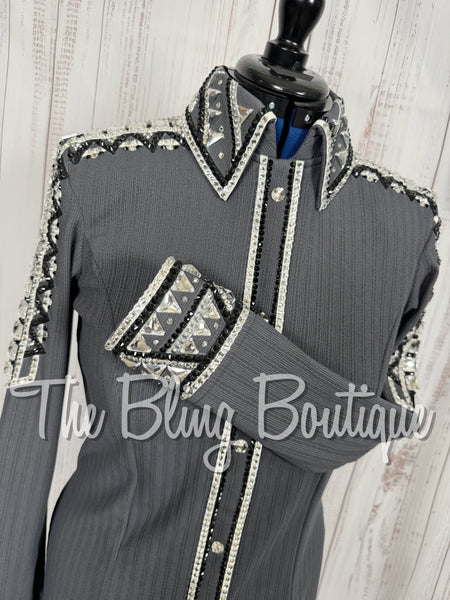 Charcoal Grey, Black & White Day Shirt Set (Large)