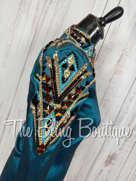Ocean Teal, Black, Copper & Tan Day Shirt Set (XS/S)